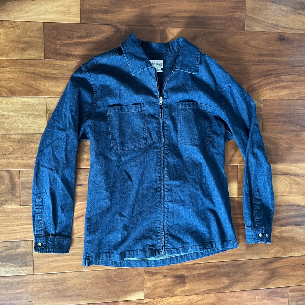 John Blair Denim Zip Shirt Jacket size Large